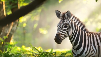 cute smiling zebra in the forest