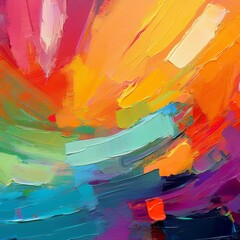 closeup of abstract rough colorful multicolored rainbow bold colors art painting texture background banner long panorama with oil acrylic brushstroke pallet knife paint canvas wallpaper