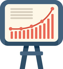 Poster - Flip chart is presenting a growing up graphic with an exponential curve, showing positive evolution and good financial results