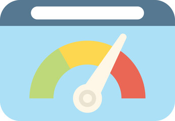 Wall Mural - speedometer measuring website performance with a needle pointing in the effective area