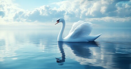 Wall Mural - Serene Swan in a Calm Lake