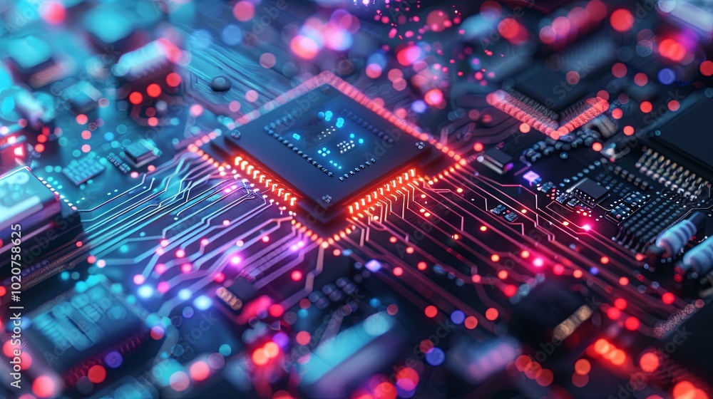 Стокова ілюстрація Quantum computer and large-scale data processing ...