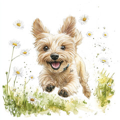 Sticker - Norwich Terrier Dog Running Through A Field Of Joyful Freedom and Playfulness