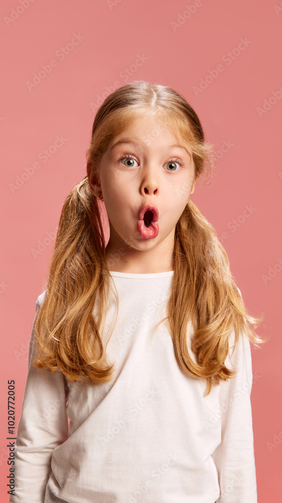 With Eyes Wide Open And Lips Pursed Into O Shape Girl Shows Surprised With Eyes Wide Open And Lips Pursed Into O Shape Girl Shows Surprised