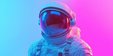 Wall Mural - Astronaut in spacesuit against colorful gradient background