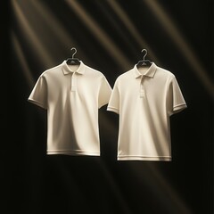 Wall Mural - two plain white polo shirts on hangers