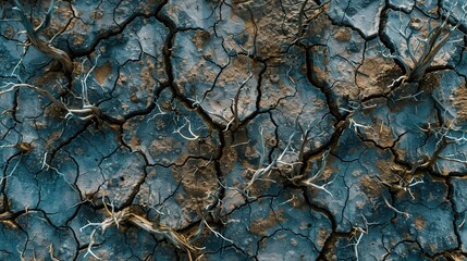 Wall Mural - cracked, dry earth reveals dead trees, emphasizing the urgent issues of drought and the ongoing wate