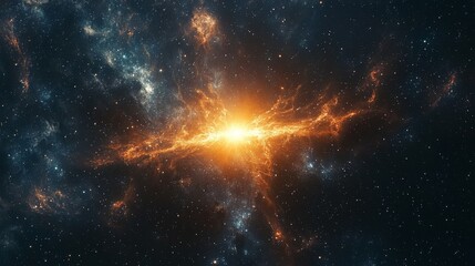 Wall Mural - a bright quasar in a distant galaxy, radiating light and energy