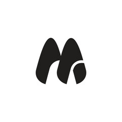 Sticker - letter m flat curves cute concept logo vector