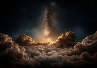 Wall Mural - a cloudy sky with a bright star in the middle. the star is surrounded by a cloud of dust