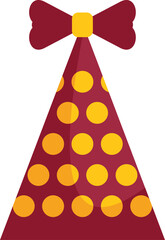 Wall Mural - Red party hat with yellow polka dots and a bow, celebrating a birthday or special occasion