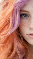 Canvas Print - A close up of a woman with freckles on her face