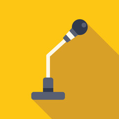 Poster - Conference microphone is casting a long shadow over a yellow background