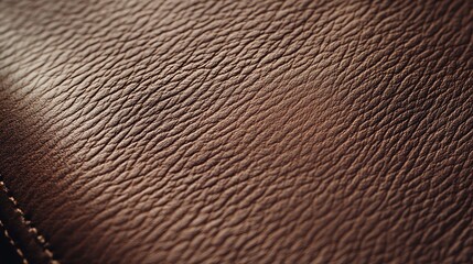 A close-up of dark brown leather with a textured surface.