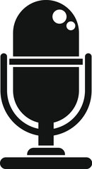 Poster - Simple vector icon of a microphone standing on a stand, representing audio recording for radio, podcast or music studio session