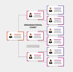 Corporate organizational chart with business avatar icons. Business hierarchy infographic elements