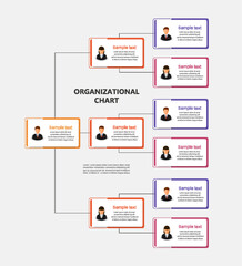Wall Mural - Corporate organizational chart with business avatar icons. Business hierarchy infographic elements