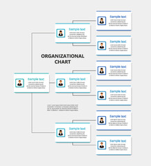 Wall Mural - corporate organizational chart with business avatar icons. business hierarchy infographic elements