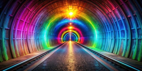 Prismatic light diffraction creating a stunning display of colors in a tunnel , Quantum tunneling, luminous