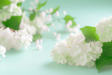 Sticker - Delicate white blossoms with soft green leaves create a harmonious blend of natures beauty, inviting calmness and elegance to any space with their fresh and airy presence