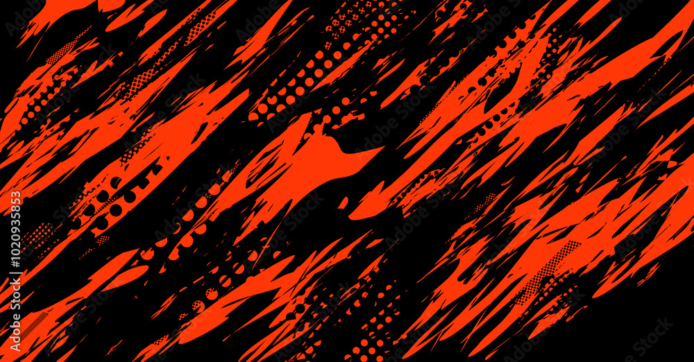 Abstract red and black grunge pattern with diagonal strokes and dots ...