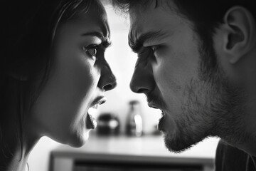 Poster - A pair standing together in front of a kitchen appliance, possibly waiting for food or having a conversation