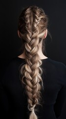 Poster - A woman with long blonde hair in a braided ponytail