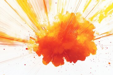 Sticker - A vibrant splash of orange paint on a clean white surface, ideal for use in design and art projects