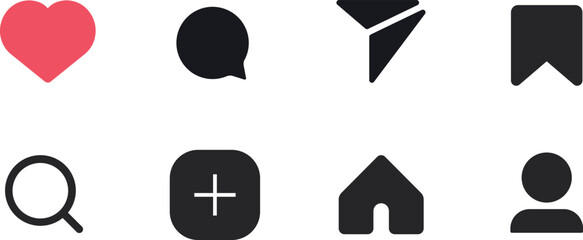 instagram, facebook, twitter x,social network signs set. like, comment, share and save icons. social