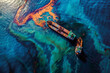 © -=RRZMRR=- - oil leak from ship spill pollution polluted water surface, top view