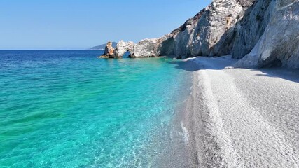 Wall Mural - Aerial view of the beautiful beach of Lalaria, Skiathos island, Sporades, Greece, with turquoise, shining sea and without people