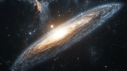 Wall Mural - the andromeda galaxy glowing brightly against a dark sky full of star