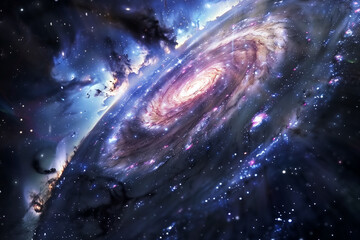Wall Mural - spiral galaxy and stars in dark space