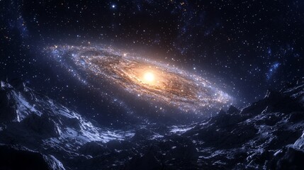Wall Mural - the andromeda galaxy glowing brightly against a dark sky full of star