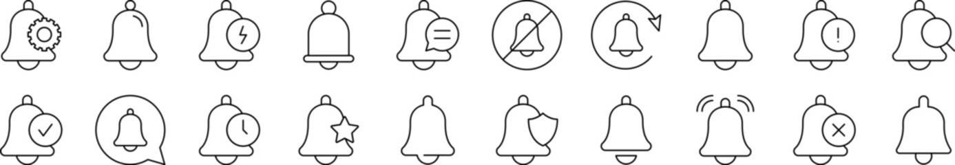 Wall Mural - ring, bell related line icon collection. editable stroke. perfect for infographics, articles, books,