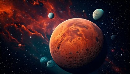 Wall Mural - Abstract planets and space background