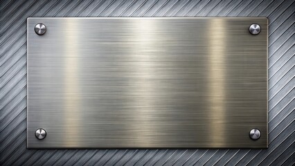Leinwandbilder - Brushed Metal Plate with Rivets on Diagonal Pattern Background
