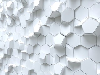 3D futuristic honeycomb mosaic wallpaper with white geometric mesh texture