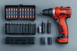© momostudio - Red Cordless Drill and Accessories in Cases