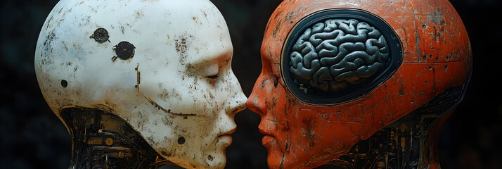 Leinwandbilder - Conceptual image depicting the potential of AI-driven brain-computer interfaces to control and manipulate human behavior,raising ethical questions about the future of technology and societal impact.