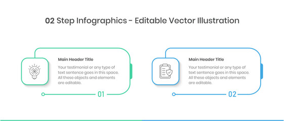 two step infographics design template, chart diagram, graph, pie chart, workflow layout, squire diag