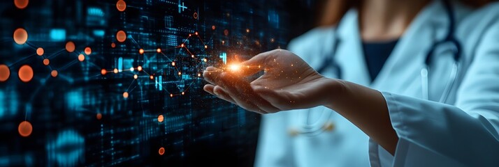 Leinwandbilder - Digital technology,data network,and intelligence concept with futuristic,abstract spheres and lights in dynamic motion,representing the power of innovation,disruption.