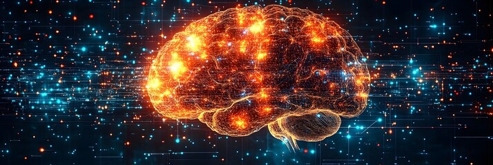 Leinwandbilder - Futuristic brain-computer interface harnessing advanced and neurological technologies to guide and influence human behavior,decision-making,and cognitive processes.