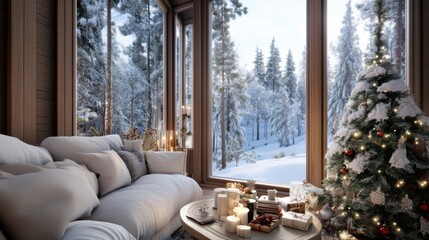 Poster - A living room filled with furniture and a christmas tree