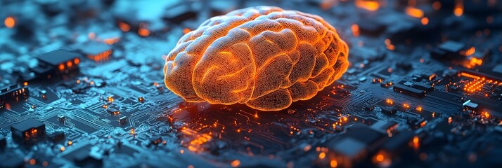 Fototapete - Futuristic system controlling and manipulating humans through the use of advanced adaptive learning software,symbolizing the potential power and dangers of technology and intelligence in the future.