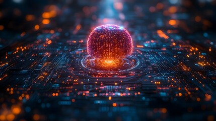 Fototapete - Governing the Technologically-Bound Human Hive Mind through Seamless A futuristic concept visualizing the convergence of human and machine intelligence.