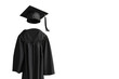 © venusvi - Black graduation gown and cap on white isolated background.