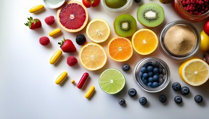 Canvas Print - Colorful fruits & vitamins