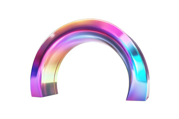 Aufkleber - Colorful, glossy 3D rainbow art piece on a white isolated background.