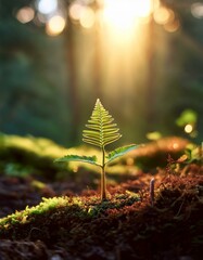 Tiny fern in a forest